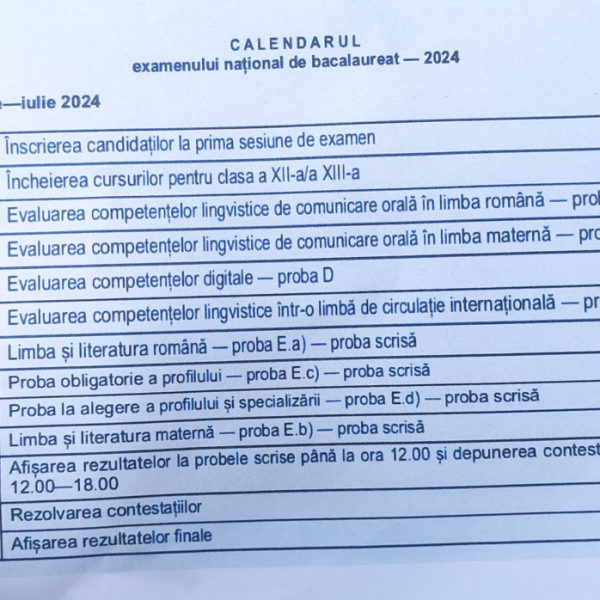 În atenția candidaților la EXAMENUL DE BACALAUREAT – 2024