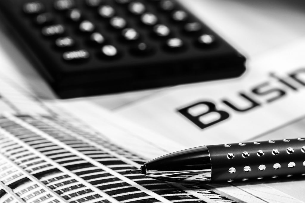 calculator, office, pen